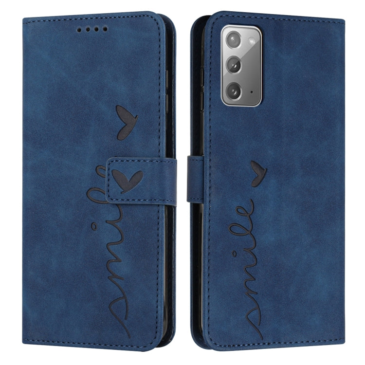 For Samsung Galaxy Note20 Skin Feel Heart Pattern Leather Phone Case