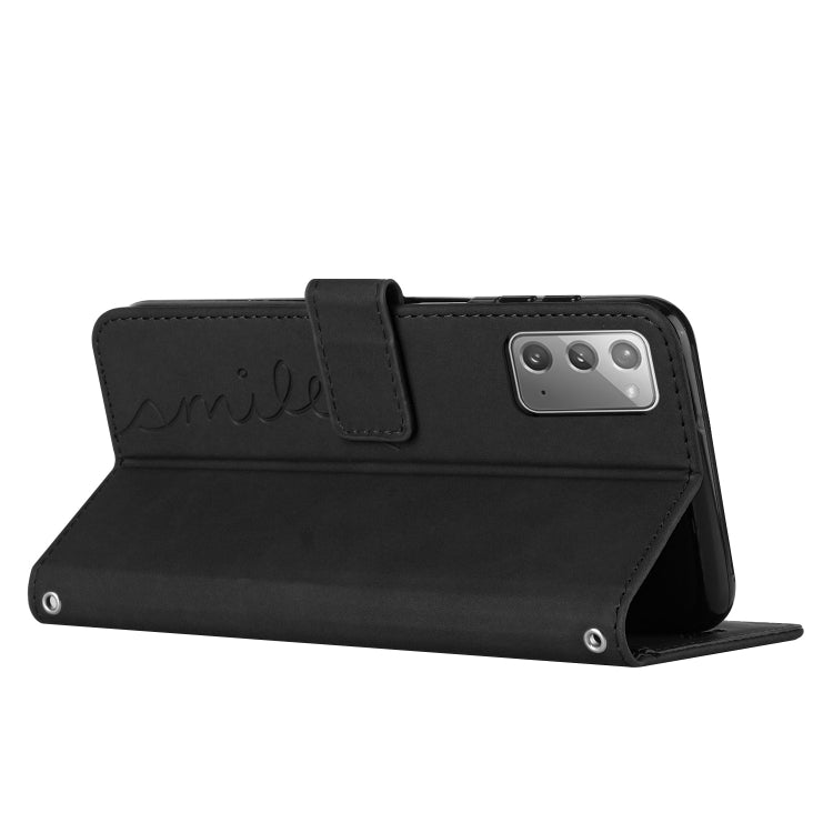 For Samsung Galaxy Note20 Skin Feel Heart Pattern Leather Phone Case