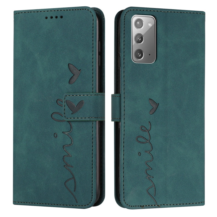 For Samsung Galaxy Note20 Skin Feel Heart Pattern Leather Phone Case