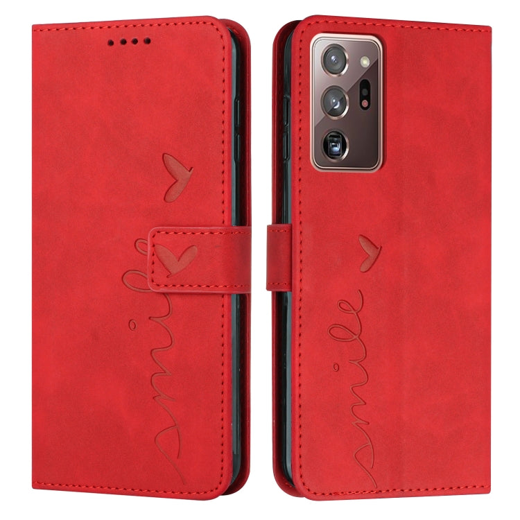 For Samsung Galaxy Note20 Ultra Skin Feel Heart Pattern Leather Phone Case