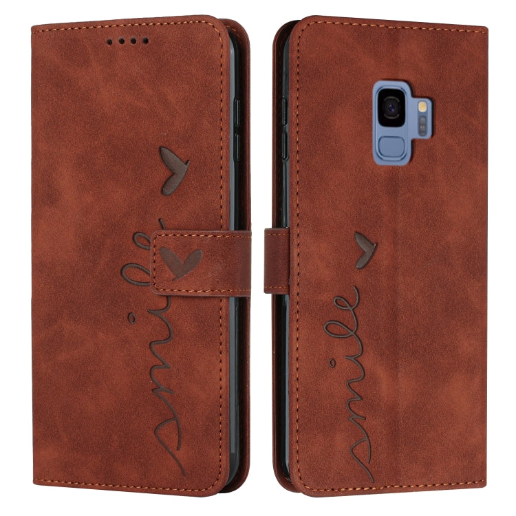 For Samsung Galaxy S9 Skin Feel Heart Pattern Leather Phone Case