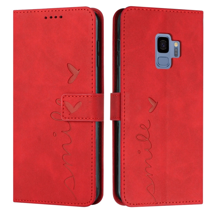 For Samsung Galaxy S9 Skin Feel Heart Pattern Leather Phone Case