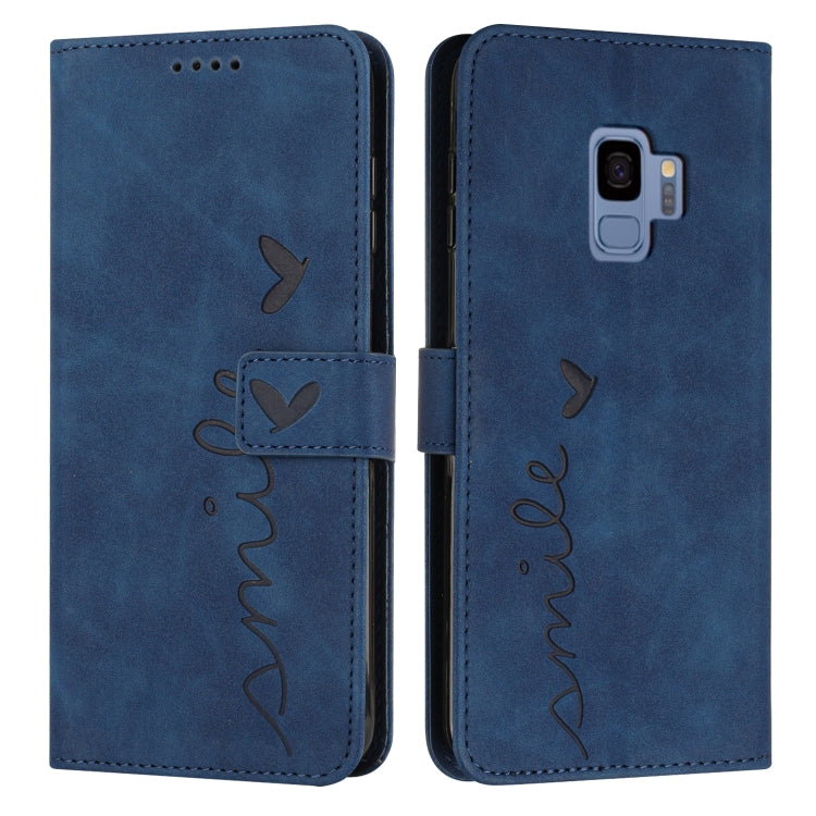 For Samsung Galaxy S9 Skin Feel Heart Pattern Leather Phone Case