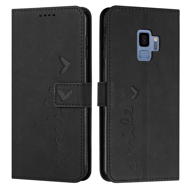 For Samsung Galaxy S9 Skin Feel Heart Pattern Leather Phone Case
