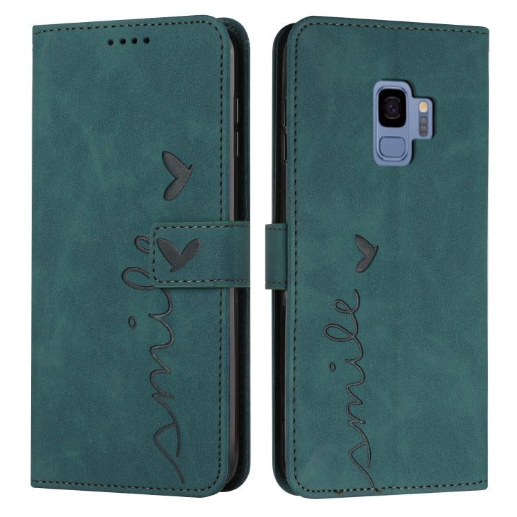 For Samsung Galaxy S9 Skin Feel Heart Pattern Leather Phone Case