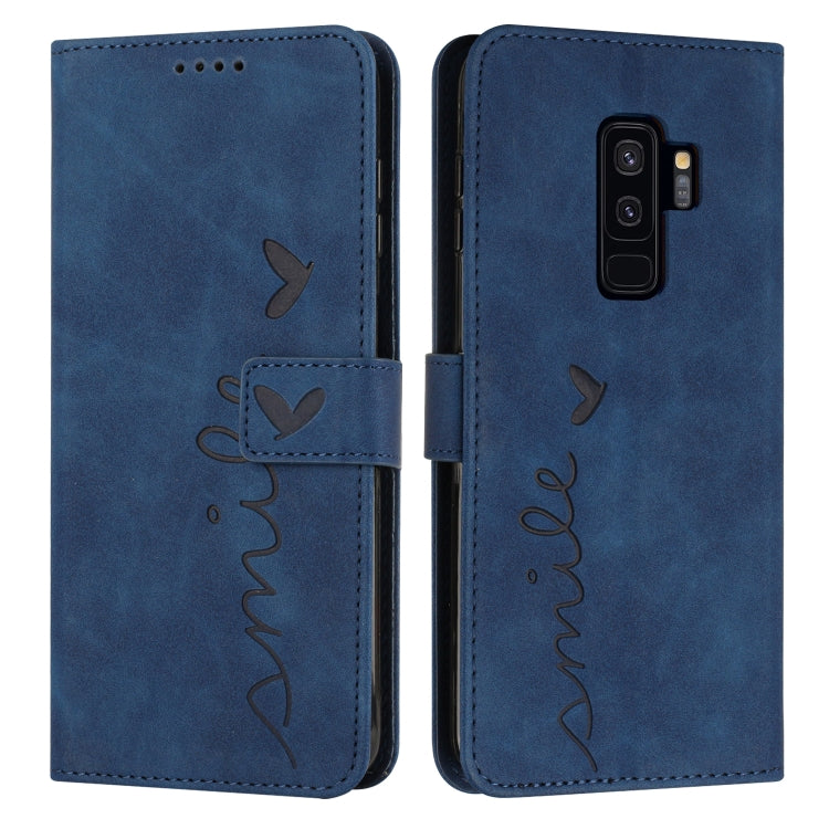 For Samsung Galaxy S9+ Skin Feel Heart Pattern Leather Phone Case