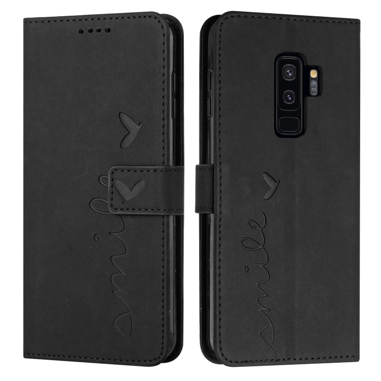 For Samsung Galaxy S9+ Skin Feel Heart Pattern Leather Phone Case