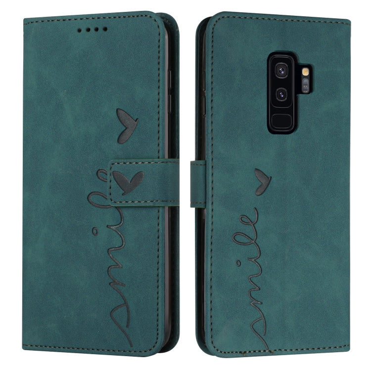 For Samsung Galaxy S9+ Skin Feel Heart Pattern Leather Phone Case