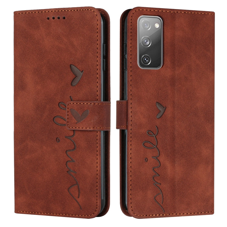 For Samsung Galaxy S20 FE Skin Feel Heart Pattern Leather Phone Case