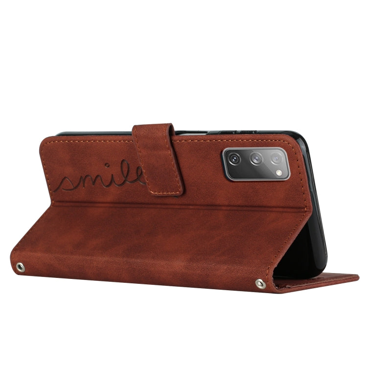 For Samsung Galaxy S20 FE Skin Feel Heart Pattern Leather Phone Case