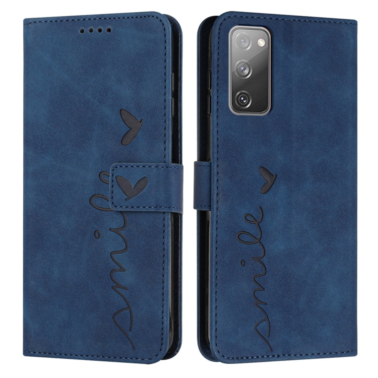For Samsung Galaxy S20 FE Skin Feel Heart Pattern Leather Phone Case
