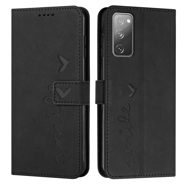 For Samsung Galaxy S20 FE Skin Feel Heart Pattern Leather Phone Case