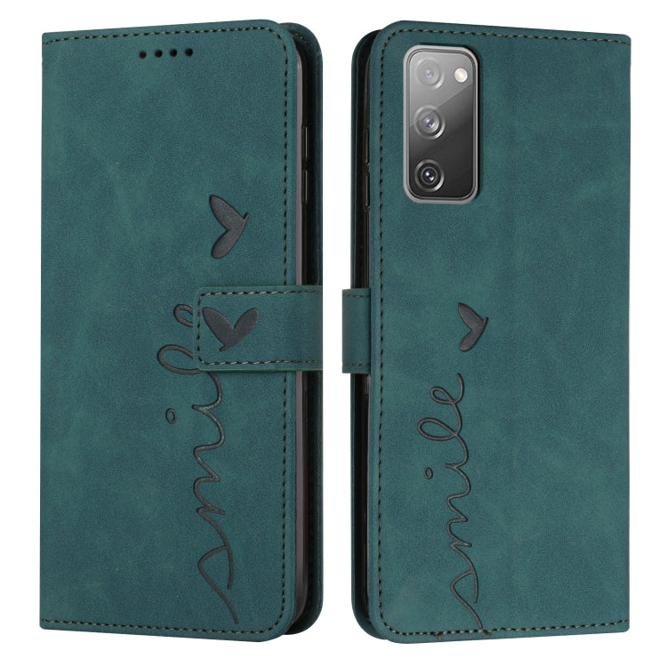 For Samsung Galaxy S20 FE Skin Feel Heart Pattern Leather Phone Case