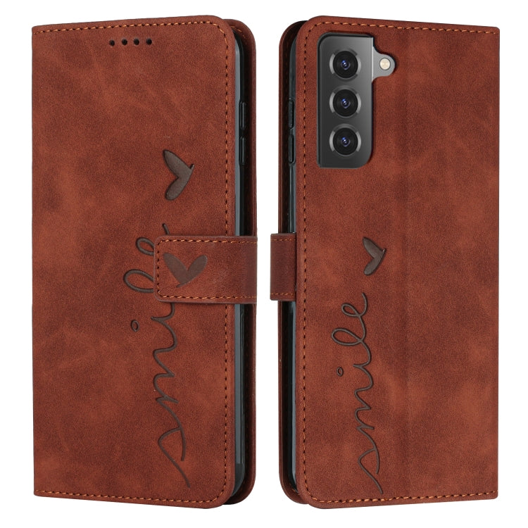 For Samsung Galaxy S21 Skin Feel Heart Pattern Leather Phone Case
