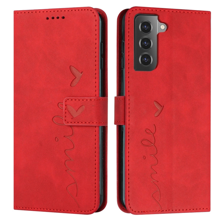 For Samsung Galaxy S21 Skin Feel Heart Pattern Leather Phone Case