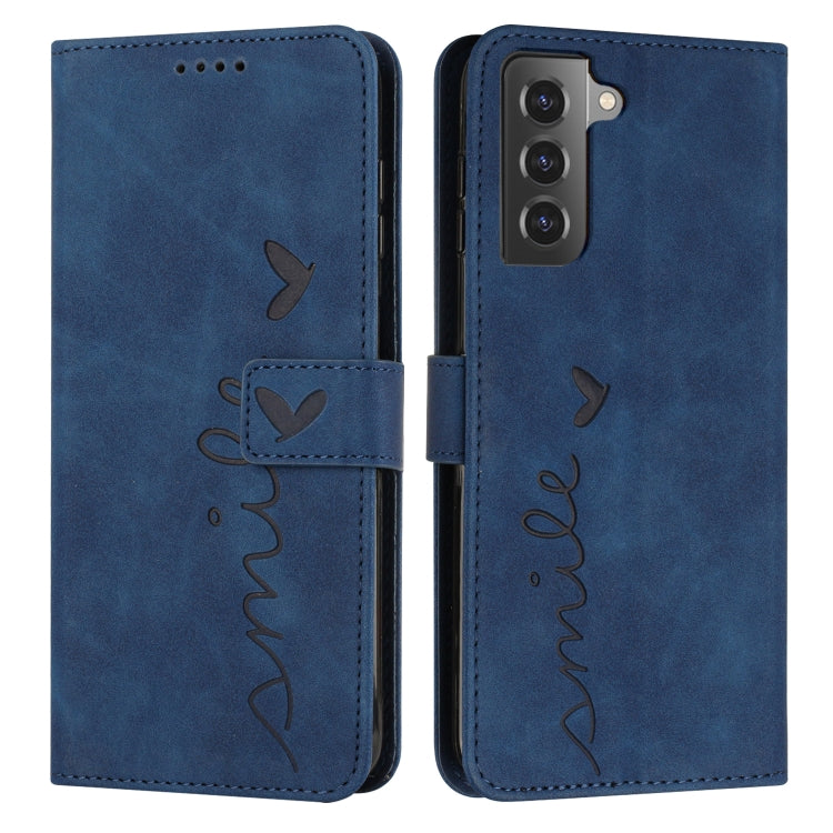 For Samsung Galaxy S21 Skin Feel Heart Pattern Leather Phone Case