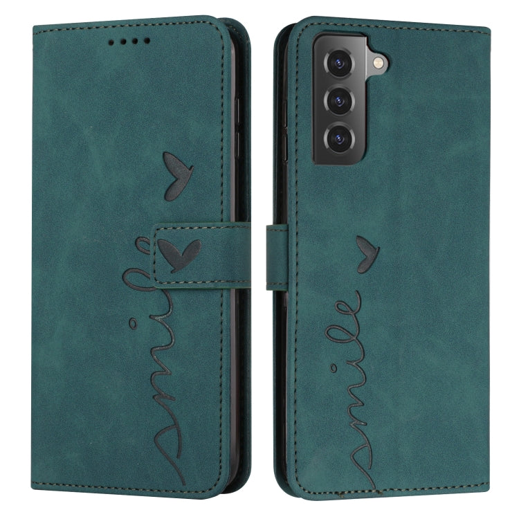 For Samsung Galaxy S21 Skin Feel Heart Pattern Leather Phone Case