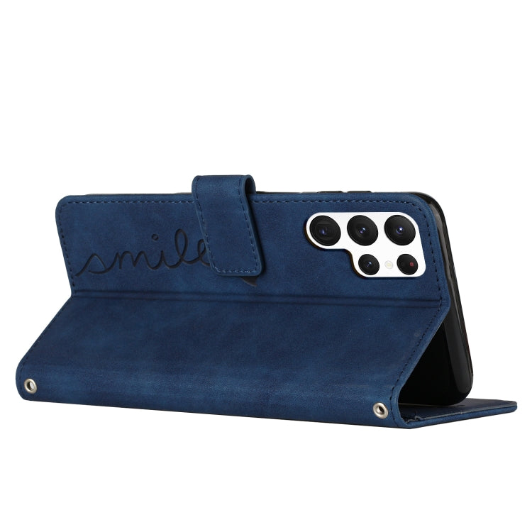 For Samsung Galaxy S22 Ultra Skin Feel Heart Pattern Leather Phone Case