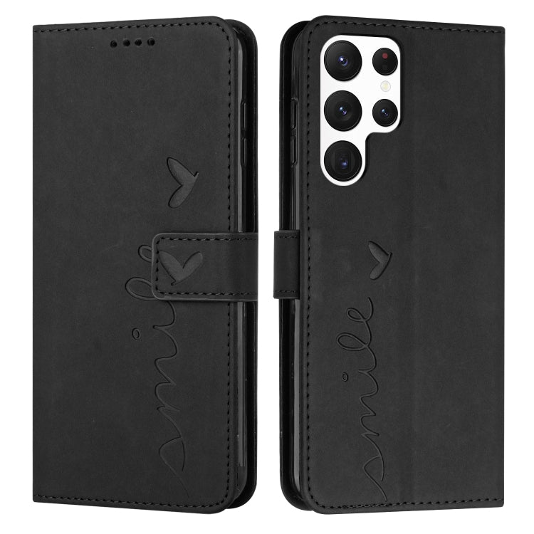 For Samsung Galaxy S22 Ultra Skin Feel Heart Pattern Leather Phone Case