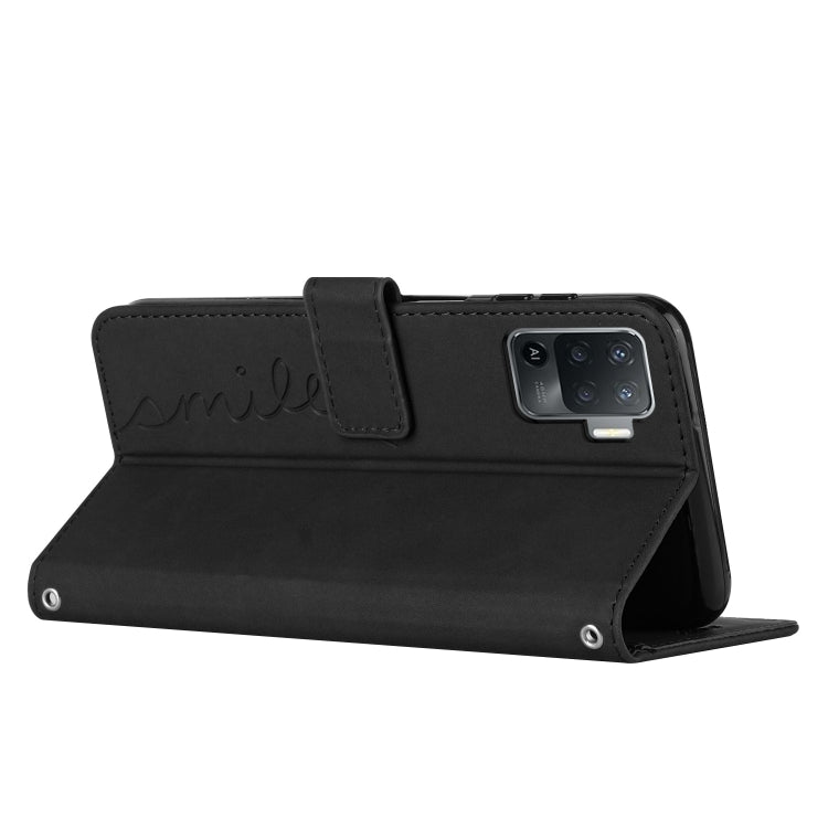 For OPPO A94 4G/F19 Pro Skin Feel Heart Pattern Leather Phone Case