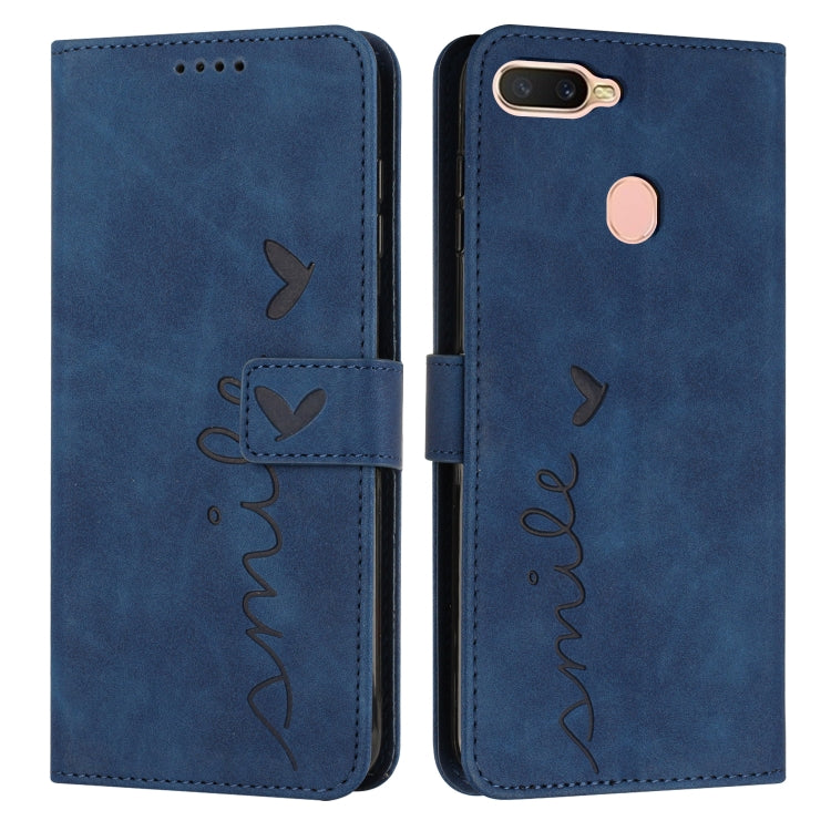 For OPPO A7/A5s/A12 Skin Feel Heart Pattern Leather Phone Case