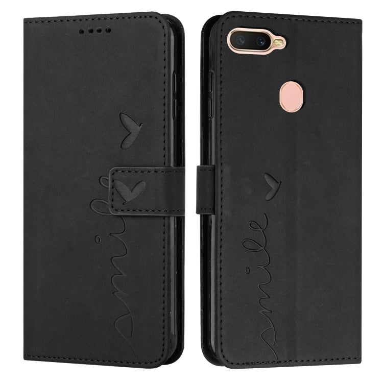 For OPPO A7/A5s/A12 Skin Feel Heart Pattern Leather Phone Case
