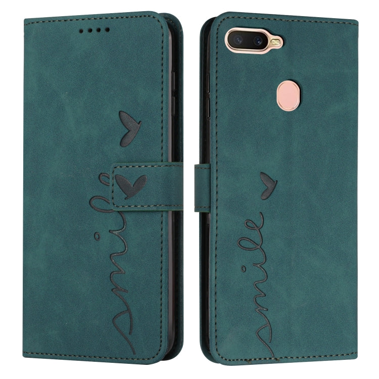 For OPPO A7/A5s/A12 Skin Feel Heart Pattern Leather Phone Case