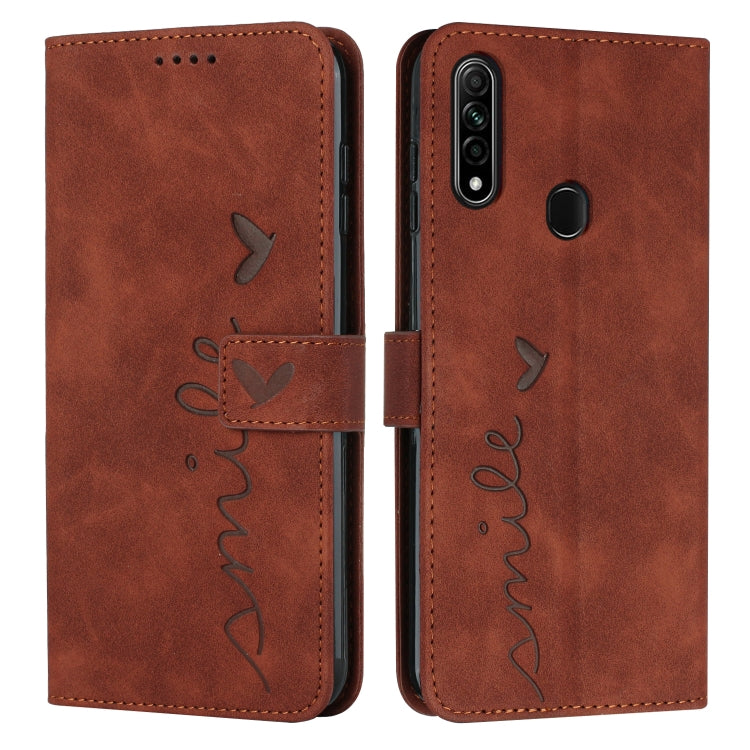For OPPO A8/A31 Skin Feel Heart Pattern Leather Phone Case