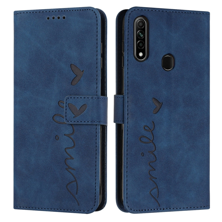 For OPPO A8/A31 Skin Feel Heart Pattern Leather Phone Case