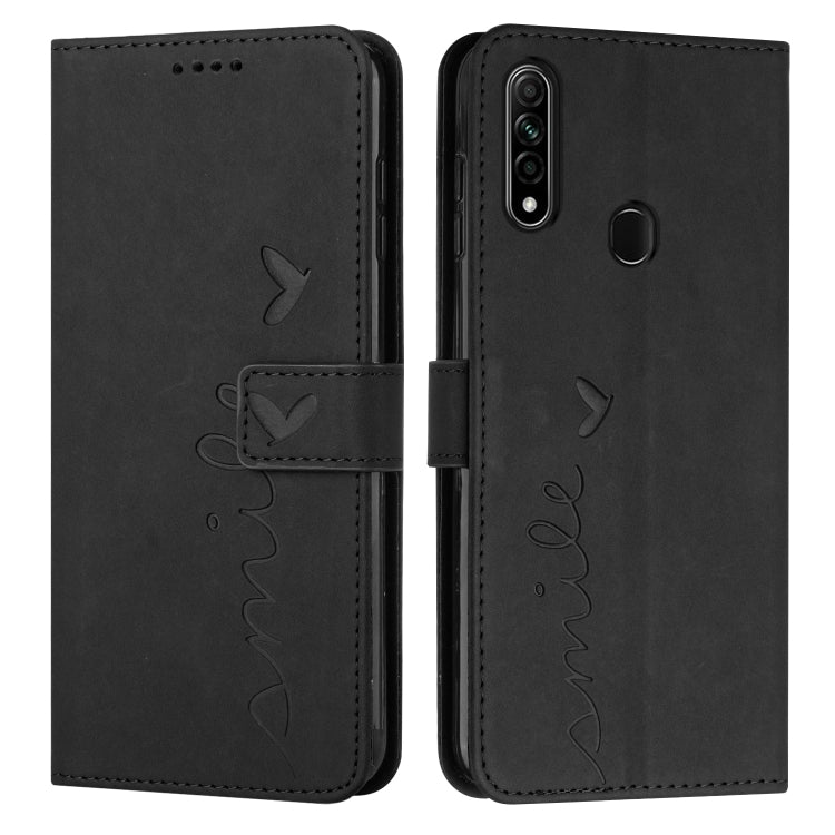 For OPPO A8/A31 Skin Feel Heart Pattern Leather Phone Case