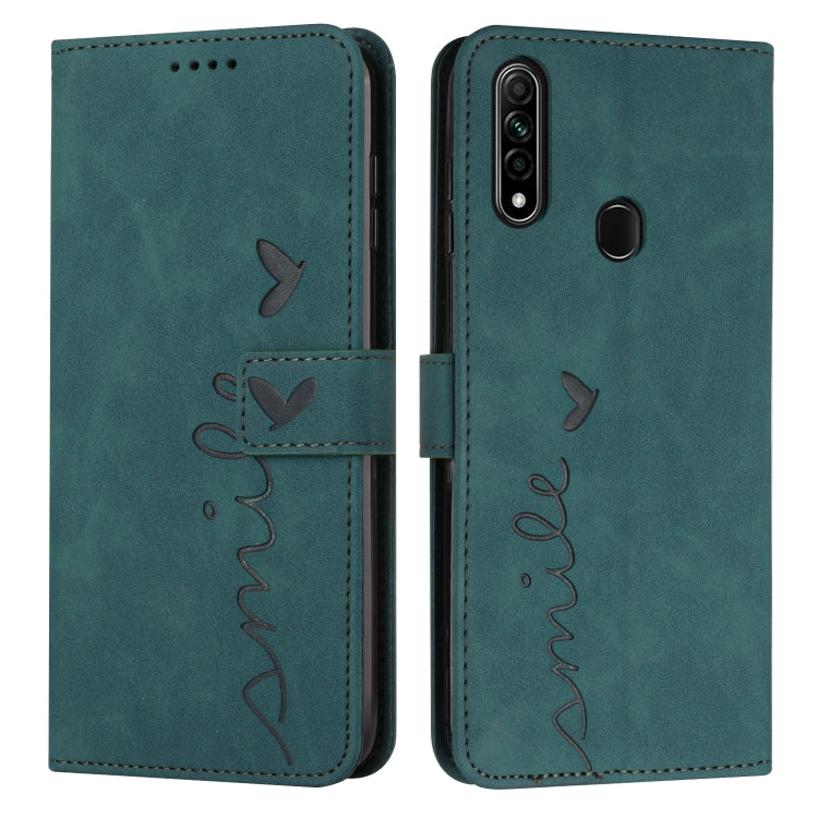 For OPPO A8/A31 Skin Feel Heart Pattern Leather Phone Case