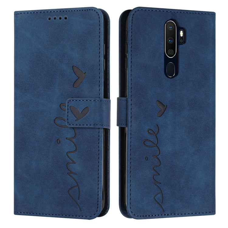 For Oppo A9 2020 Skin Feel Heart Pattern Leather Phone Case