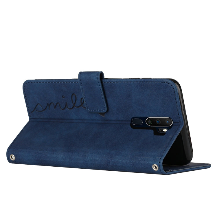 For Oppo A9 2020 Skin Feel Heart Pattern Leather Phone Case