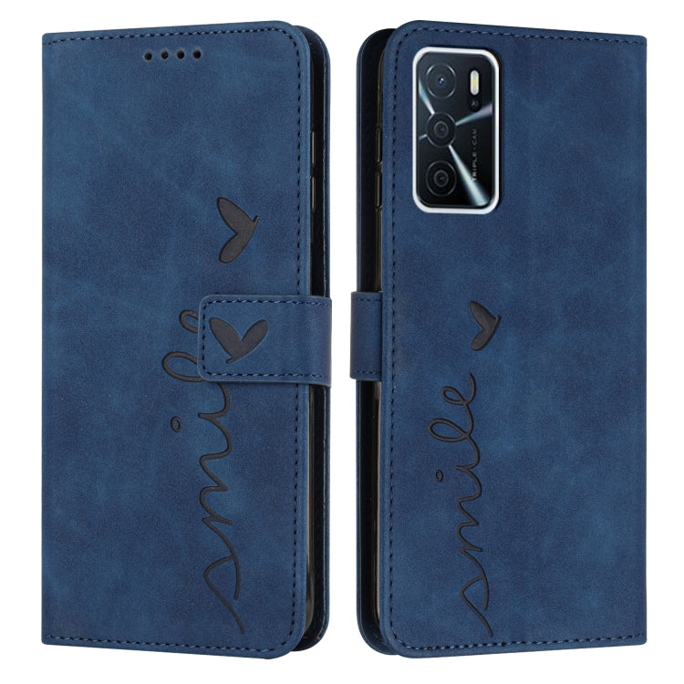 For OPPO A16/A16s Skin Feel Heart Pattern Leather Phone Case