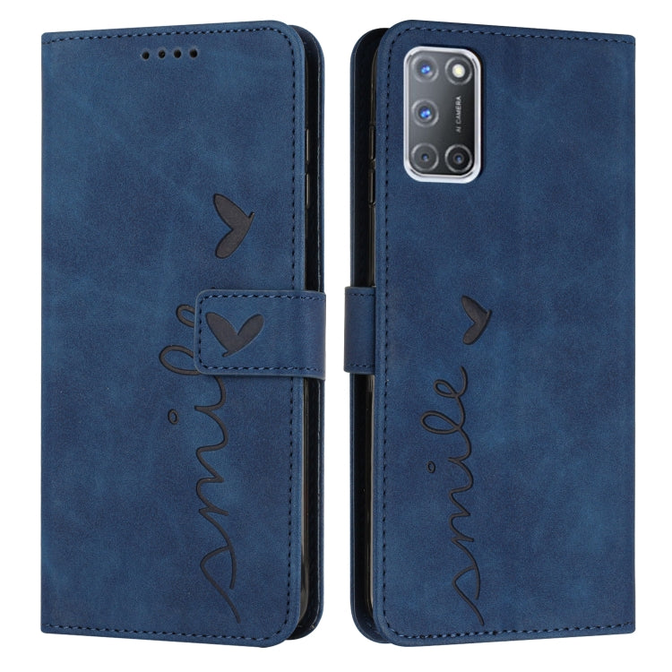 For OPPO A52/A72/A92 Skin Feel Heart Pattern Leather Phone Case
