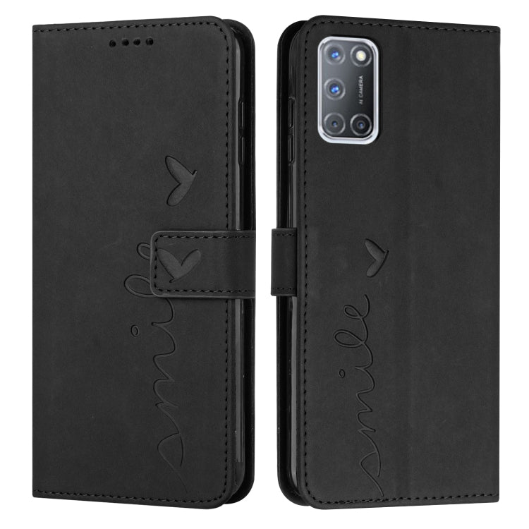 For OPPO A52/A72/A92 Skin Feel Heart Pattern Leather Phone Case