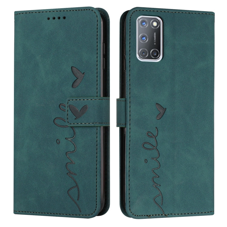 For OPPO A52/A72/A92 Skin Feel Heart Pattern Leather Phone Case