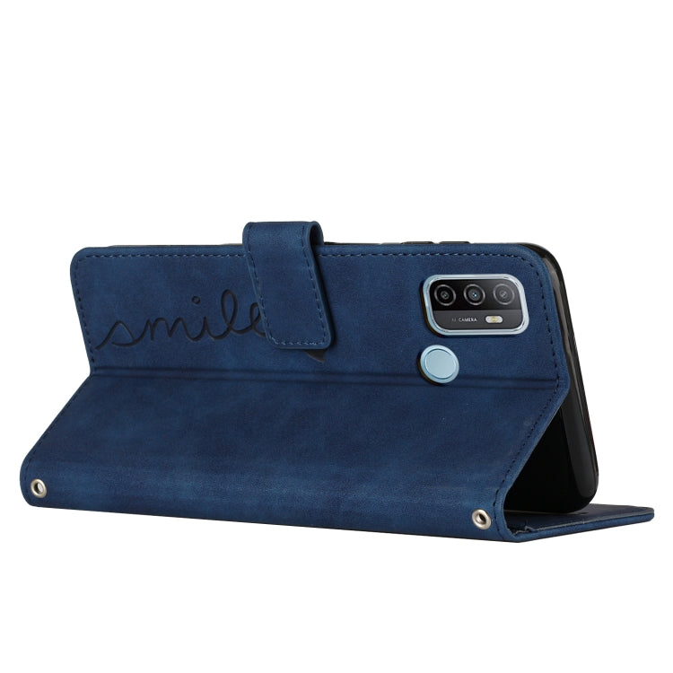 For OPPO A53 Skin Feel Heart Pattern Leather Phone Case