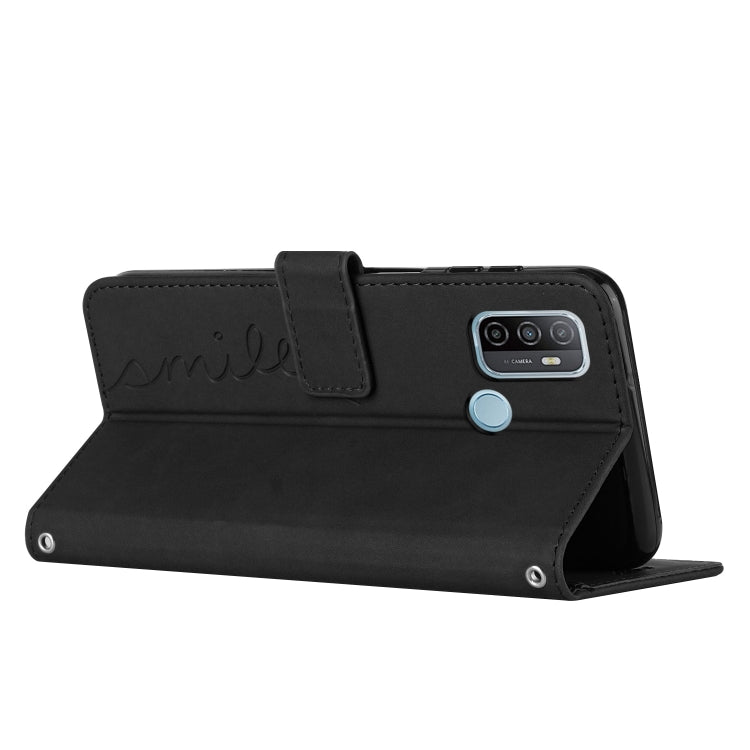 For OPPO A53 Skin Feel Heart Pattern Leather Phone Case