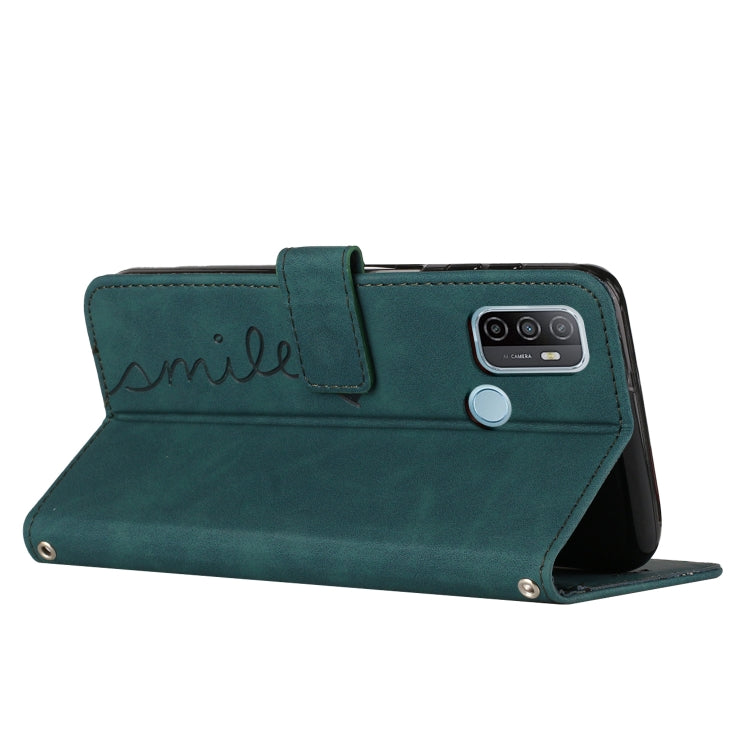 For OPPO A53 Skin Feel Heart Pattern Leather Phone Case