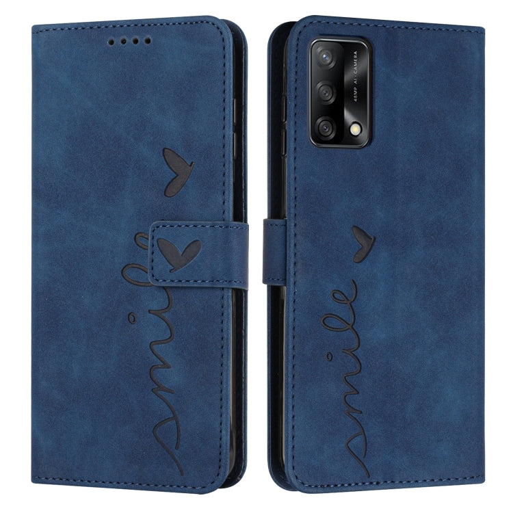For OPPO A74 4G/F19 Skin Feel Heart Pattern Leather Phone Case