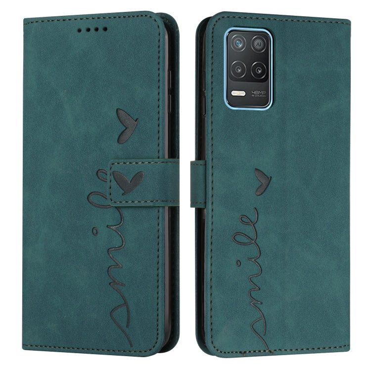 For OPPO Realme 8 5G/Realme V13 5G Skin Feel Heart Pattern Leather Phone Case