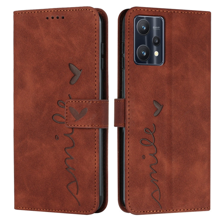 For OPPO Realme 9 Pro+ Skin Feel Heart Pattern Leather Phone Case