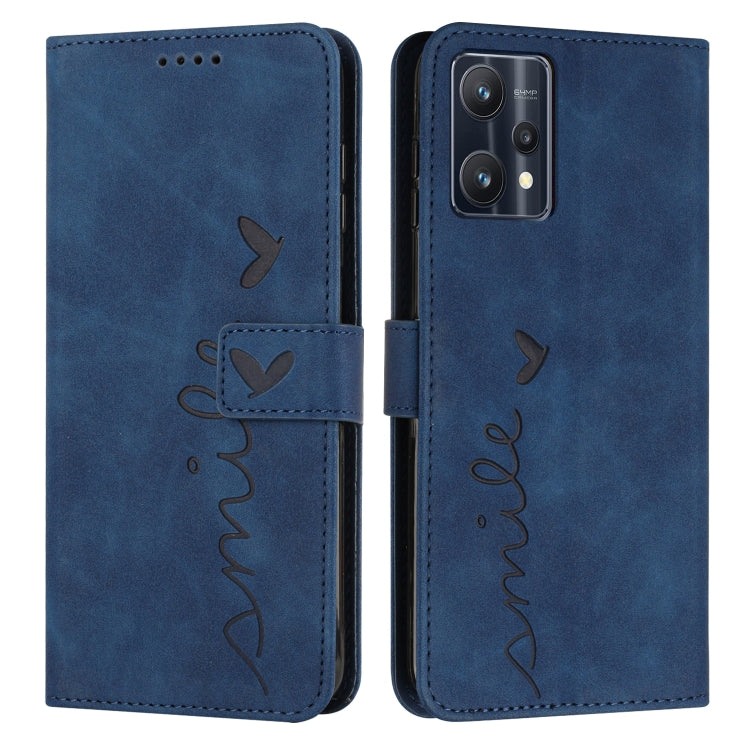 For OPPO Realme 9 Pro+ Skin Feel Heart Pattern Leather Phone Case