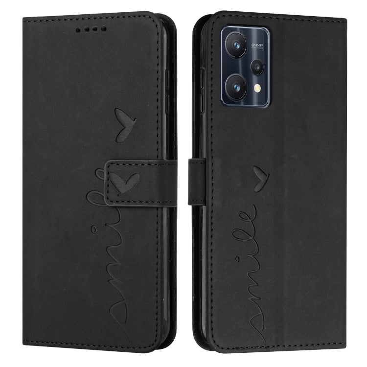 For OPPO Realme 9 Pro+ Skin Feel Heart Pattern Leather Phone Case