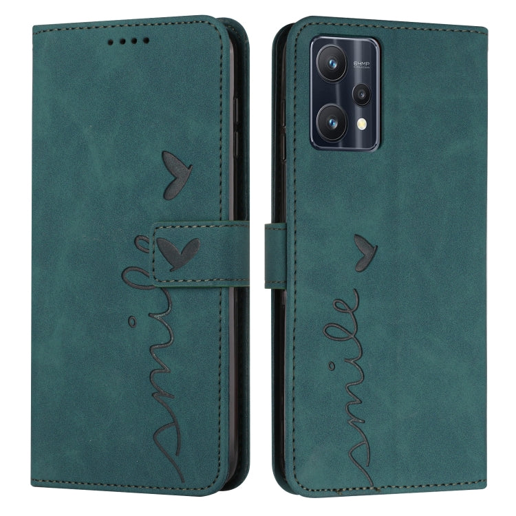 For OPPO Realme 9 Pro+ Skin Feel Heart Pattern Leather Phone Case