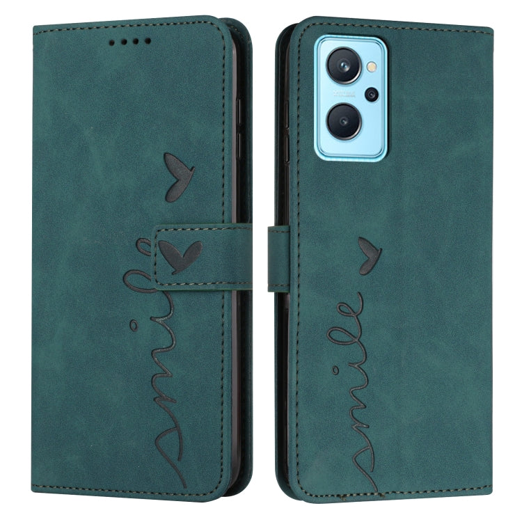 For OPPO Realme 9i Skin Feel Heart Pattern Leather Phone Case