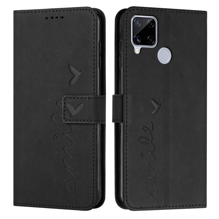 For OPPO Realme C12/C15 Skin Feel Heart Pattern Leather Phone Case