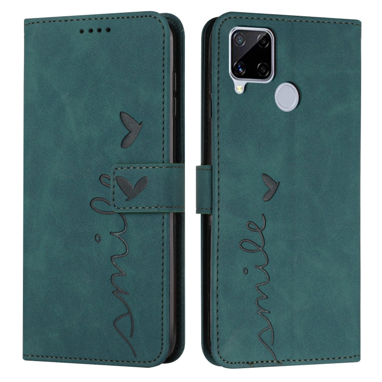 For OPPO Realme C12/C15 Skin Feel Heart Pattern Leather Phone Case