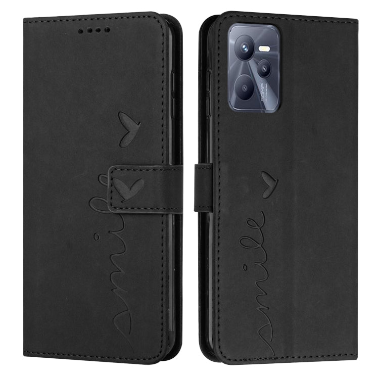 For OPPO Realme C35 Skin Feel Heart Pattern Leather Phone Case